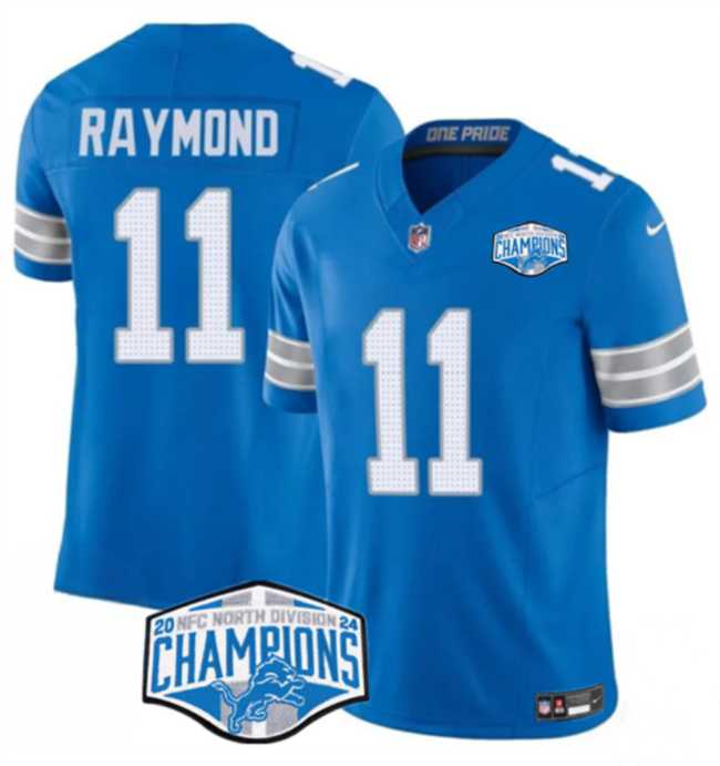 Men%27s Detroit Lions #11 Kalif Raymond Blue 2024 NFC North Champions F.U.S.E. Vapor Limited Stitched Jersey